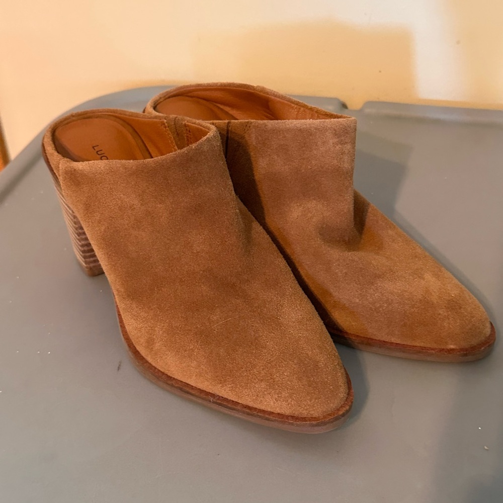 Lucky Brand Suede booties backless size 7